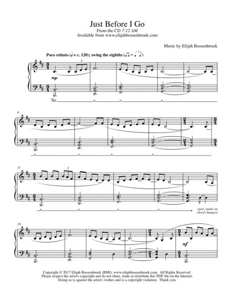 Just Before I Go Sheet Music