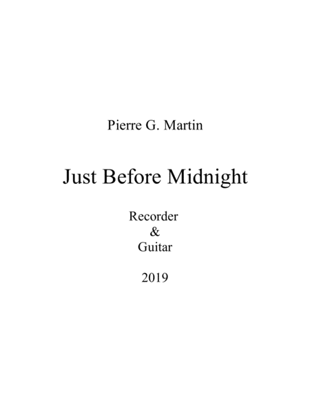 Just Before Midnight Recorder Guitar Sheet Music