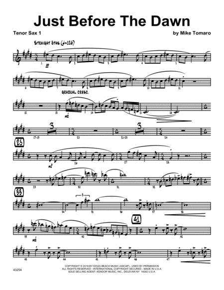 Just Before The Dawn 1st Tenor Saxophone Sheet Music