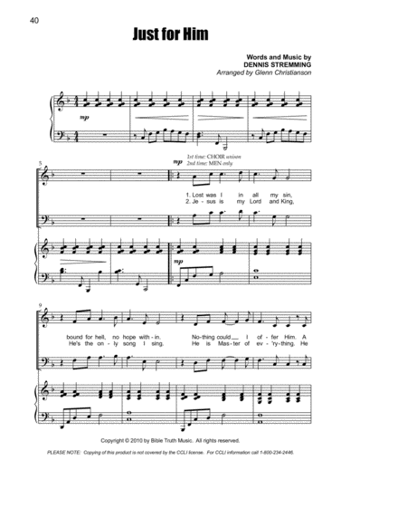 Just For Him Sheet Music