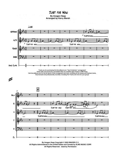 Free Sheet Music Just For Now