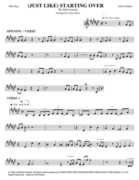 Free Sheet Music Just Like Starting Over Alto Sax