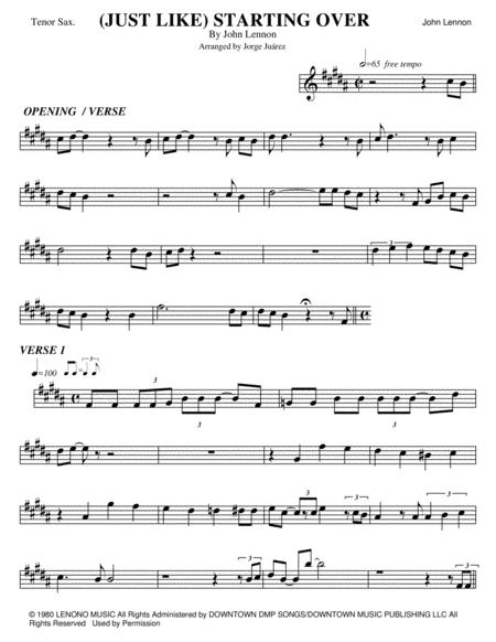 Just Like Starting Over Tenor Sax Sheet Music