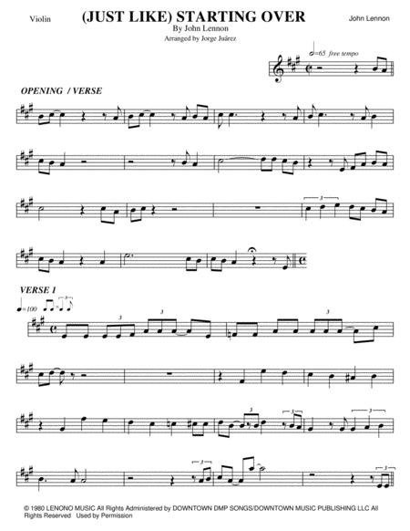 Free Sheet Music Just Like Starting Over Violin