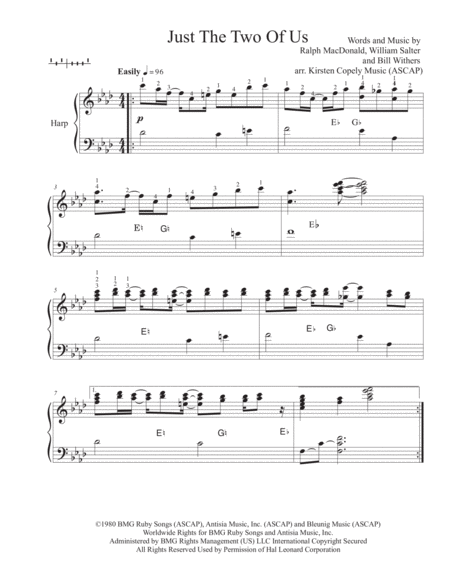 Just The Two Of Us By Bill Withers For Solo Harp Sheet Music