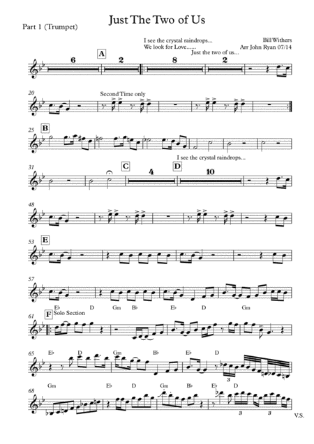 Just The Two Of Us Wedding Band Arrangement Horns Rhythm Sheet Music