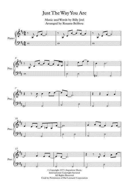 Free Sheet Music Just The Way You Are By Billy Joel Easy Piano