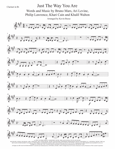 Just The Way You Are Clarinet Sheet Music