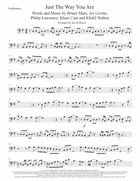 Just The Way You Are Euphonium Sheet Music