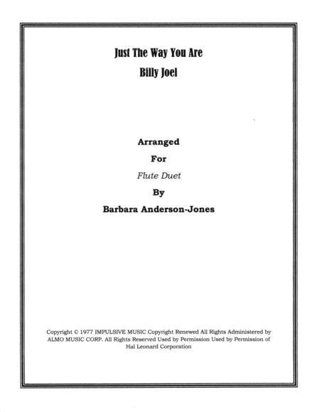 Just The Way You Are Flute Duet Sheet Music