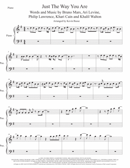 Free Sheet Music Just The Way You Are Piano
