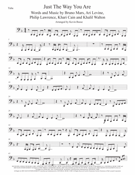 Just The Way You Are Tuba Original Key Sheet Music