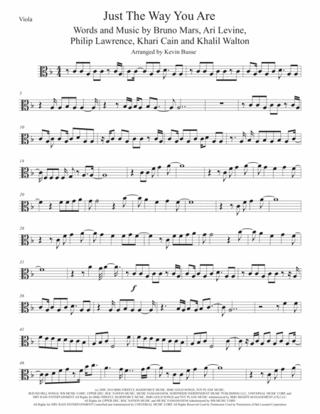 Just The Way You Are Viola Original Key Sheet Music