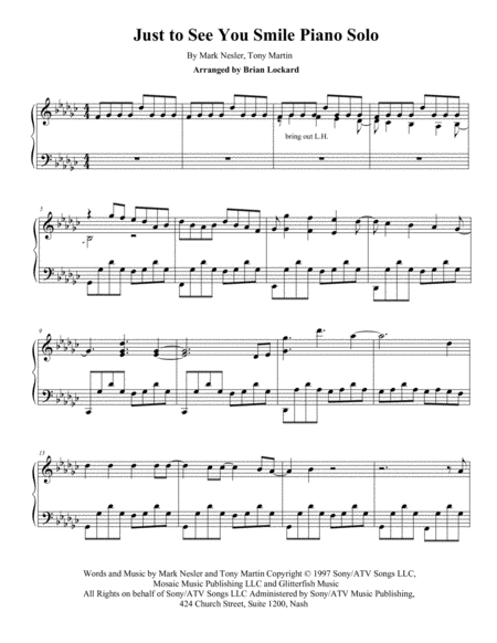 Just To See You Smile Piano Solo Sheet Music