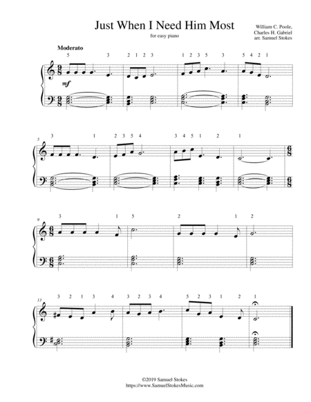 Free Sheet Music Just When I Need Him Most For Easy Piano