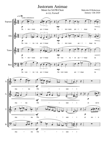 Free Sheet Music Justorum Animae Motet For Satb Choir