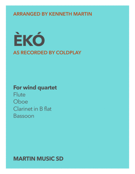 K Eko By Coldplay Fo Wind Quartet From Everyday Life Sheet Music