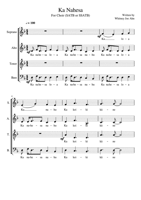 Ka Nahesa Sheet Music