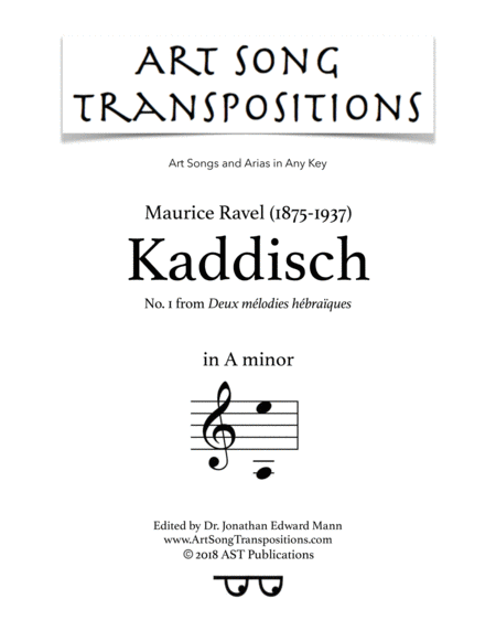 Kaddisch A Minor French Sheet Music