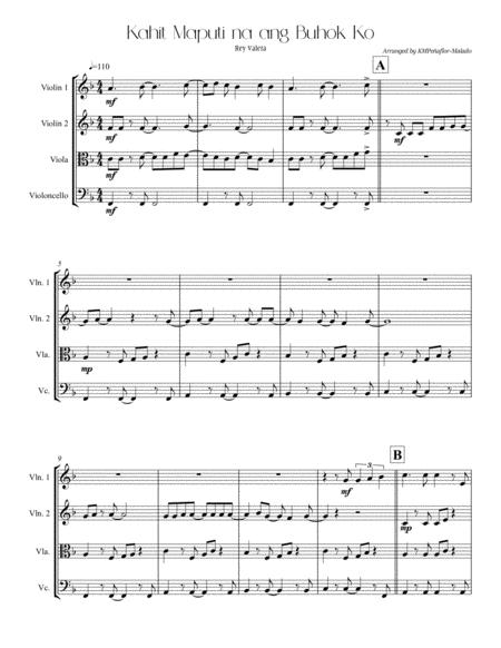 Free Sheet Music Kahit Maputi Na Ang Buhok Ko String Quartet
