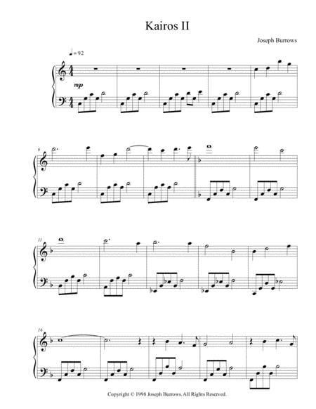 Kairos Ii By Joseph Burrows Piano Solo Sheet Music