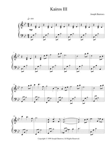 Kairos Iii By Joseph Burrows Piano Solo Sheet Music