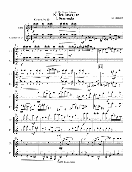 Free Sheet Music Kaleidoscope For Flute And Bb Clarinet