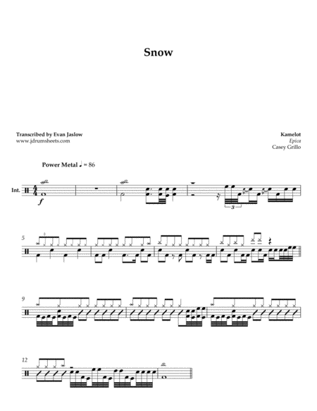 Free Sheet Music Kamelot Snow