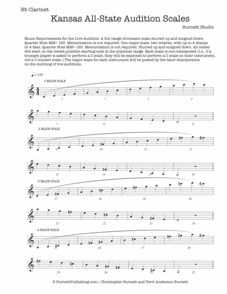 Kansas All State Scales Clarinet Sheet Music