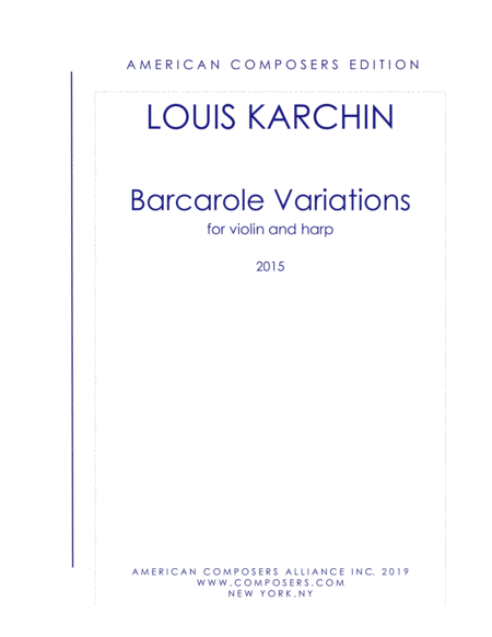 Karchin Barcarole Variations Sheet Music