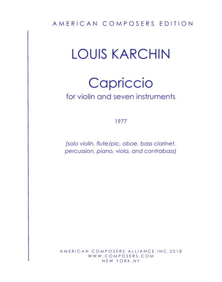 Karchin Capriccio Sheet Music