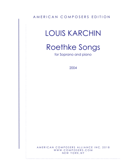 Karchin Roethke Songs Sheet Music
