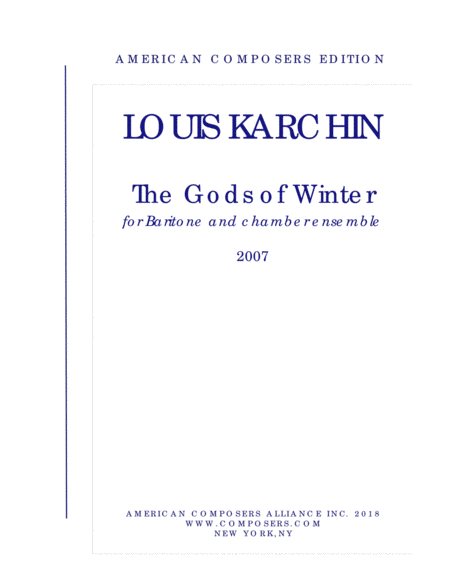 Karchin The Gods Of Winter Sheet Music