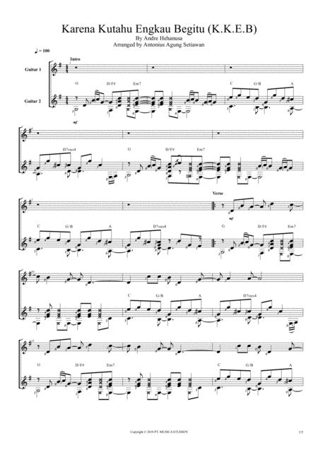 Karena Kutahu Engkau Begitu Kkeb Duet Guitar Score Sheet Music