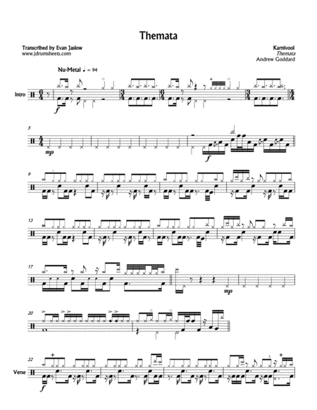 Free Sheet Music Karnivool Themata