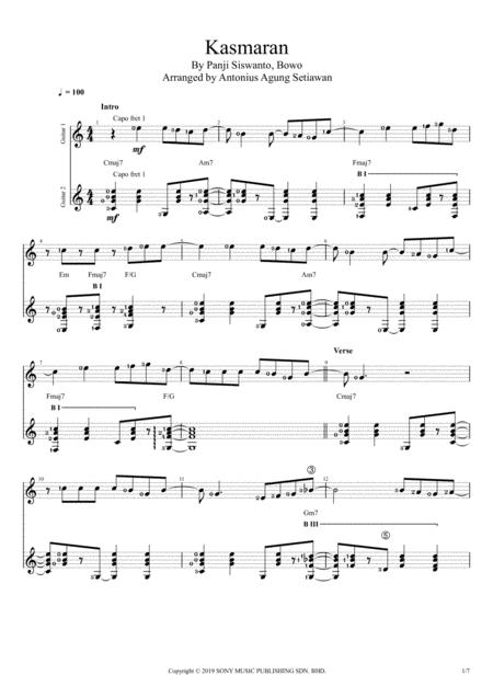 Kasmaran Duet Guitar Score Sheet Music