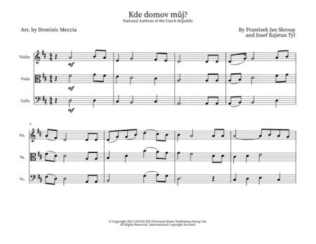 Kde Domov Muj National Anthem Of The Czech Republic String Trio Sheet Music