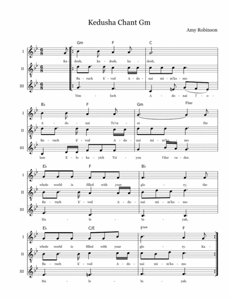 Free Sheet Music Kedusha Chant Gm