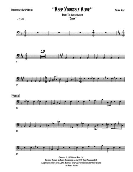 Keep Yourself Alive Bass Guitar Sheet Music