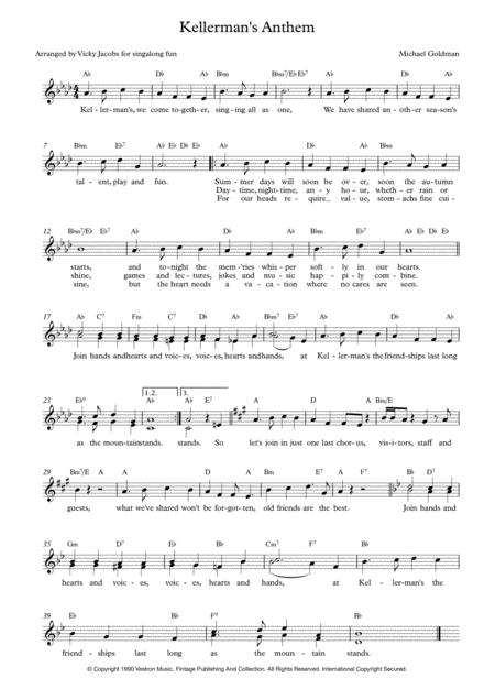 Free Sheet Music Kellermans Anthem From Dirty Dancing