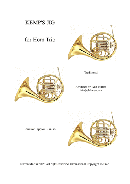 Kemps Jig For Horn Trio Sheet Music