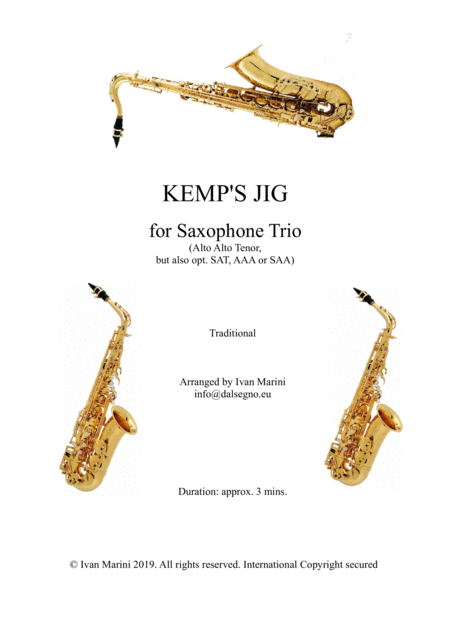 Kemps Jig For Saxophone Trio Sheet Music