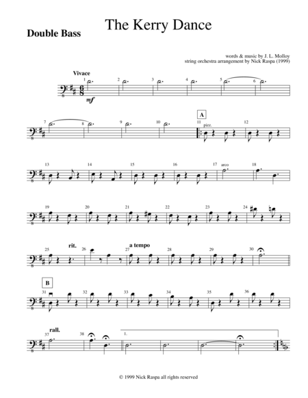 Kerry Dance Double Bass Part Sheet Music