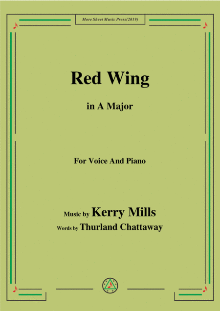 Kerry Mills Red Wing In A Major For Voice Piano Sheet Music