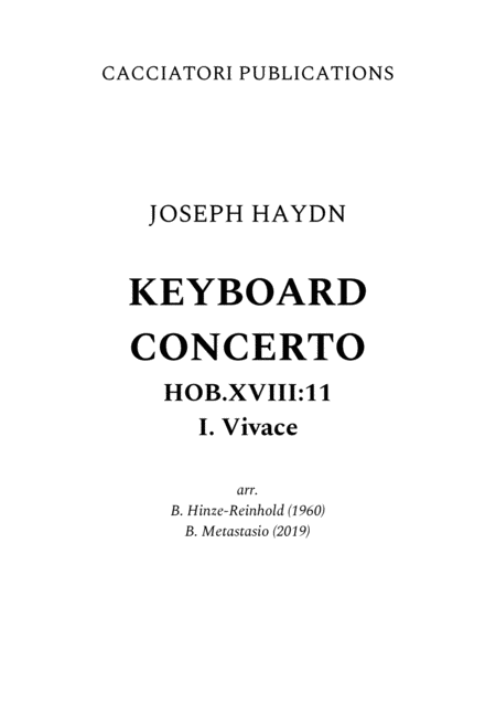 Keyboard Concerto In D Major Hob Xviii 11 First Movement Sheet Music