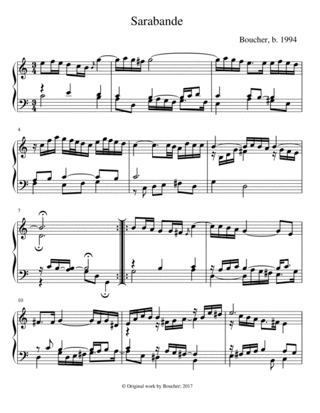 Keyboard Suite In C V Sarabande Sheet Music