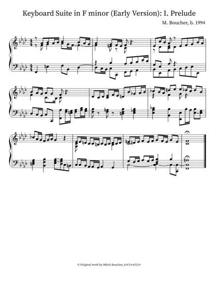 Keyboard Suite In F Minor Early Version I Prelude Sheet Music