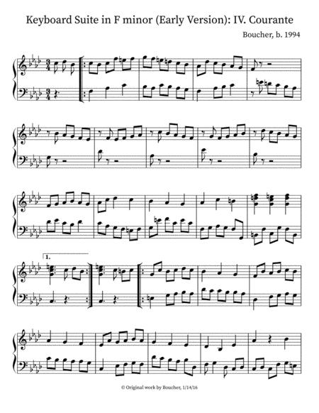 Free Sheet Music Keyboard Suite In F Minor Early Version Iv Courante