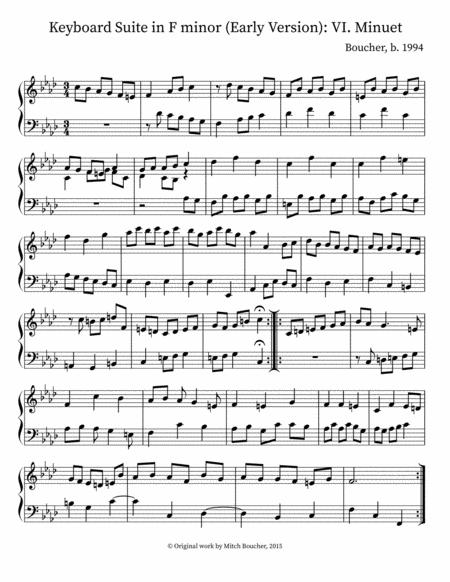 Keyboard Suite In F Minor Early Version Vi Minuet Sheet Music