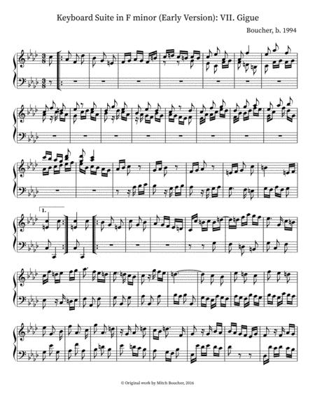 Keyboard Suite In F Minor Early Version Vii Gigue Sheet Music